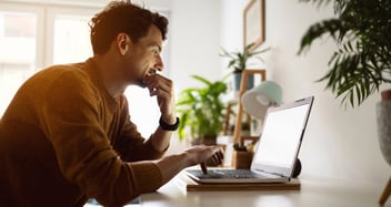 Man checking his laptop